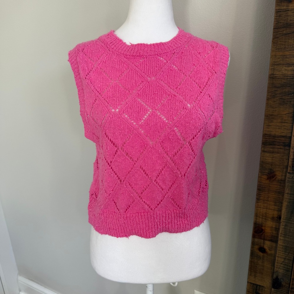 Anthropologie Flat White Women's‎ Pink Sweater Vest Size Medium